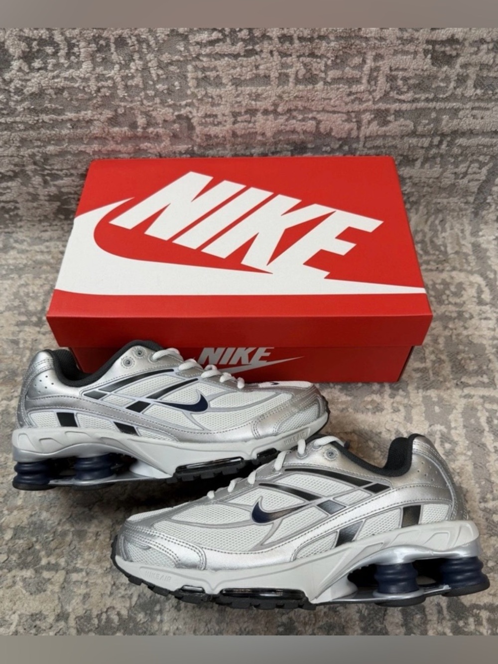 Nike Silver White Black Shox Athletic Shoes